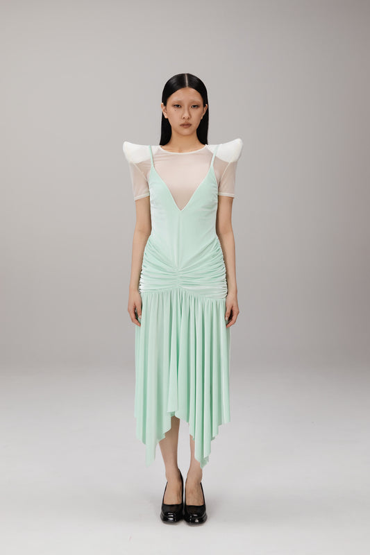 Mint Handkerchief-Hem Dress worn