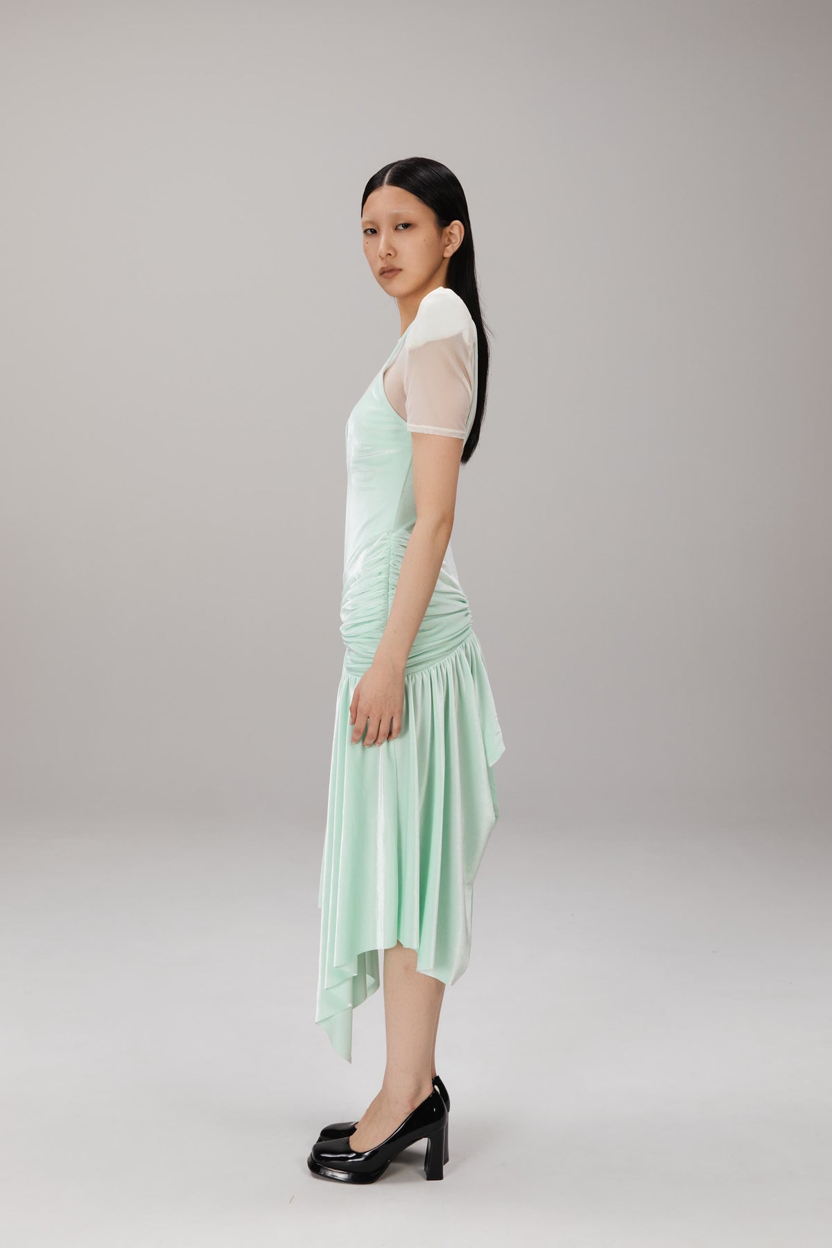 Mint Handkerchief-Hem Dress worn