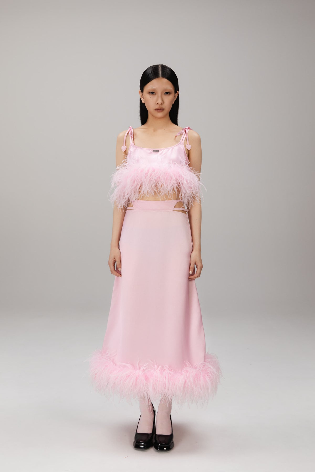 Pink Feather Cami Top worn