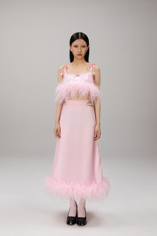 Pink Feather Cami Top worn