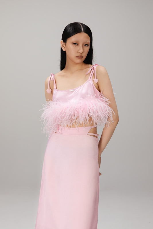 Pink Feather Cami Top worn