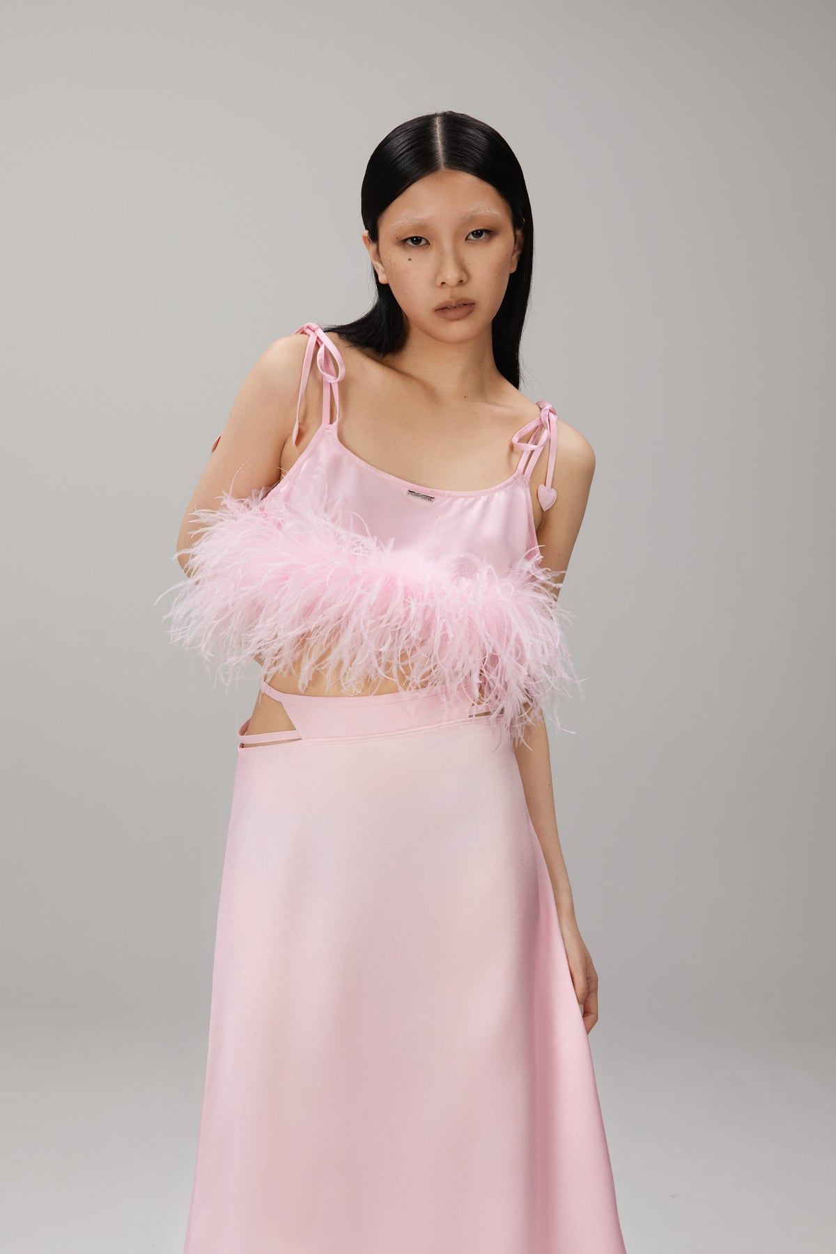 Pink Feather Cami Top worn