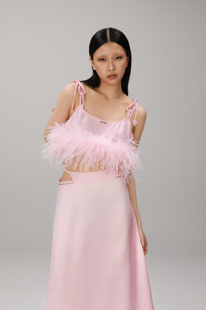 Pink Feather Cami Top worn