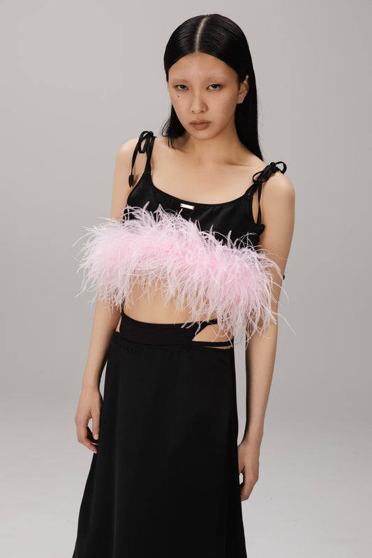 Black Feather Cami Top worn